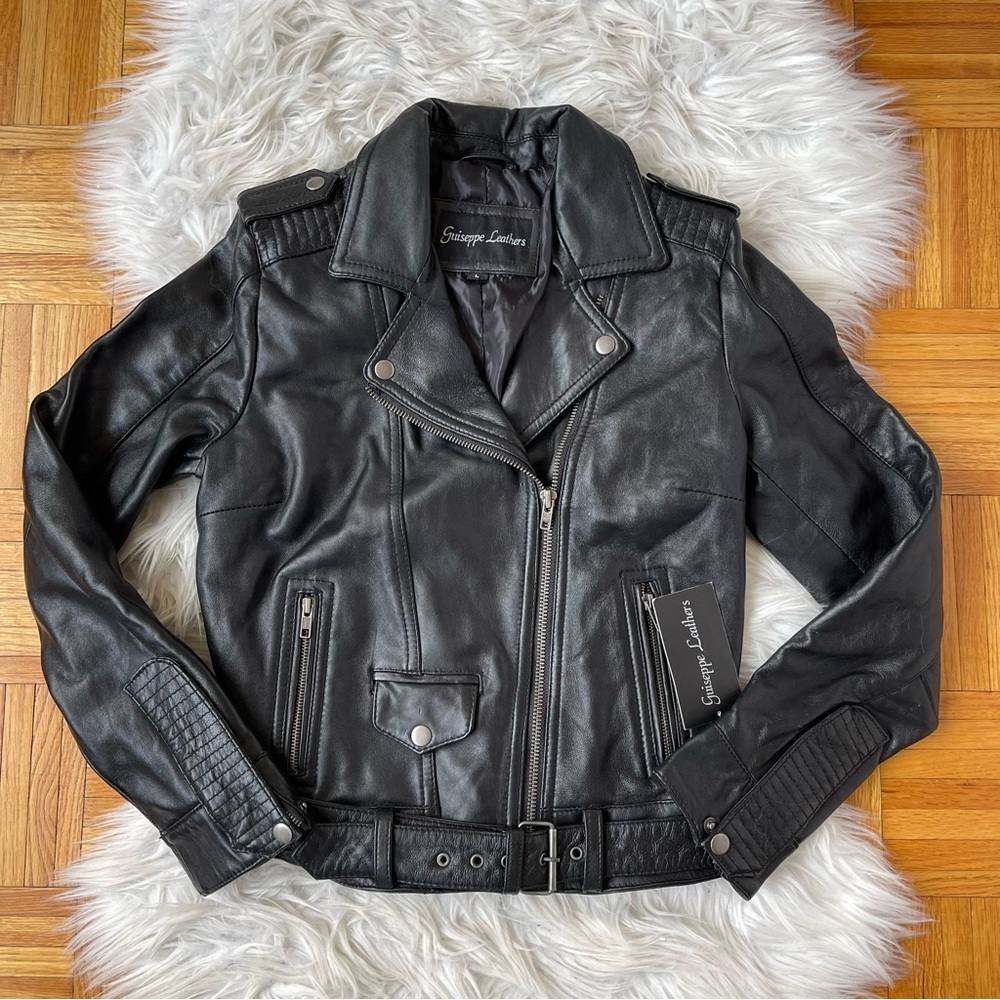 GUISEPPE leather Motorcycle black‎ jacket - Picture 3 of 16